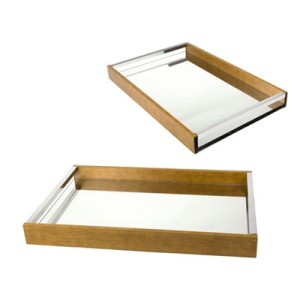 10996 BANDEJA MADEIRA C/ESPELHO 60X35X5CM